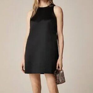 NWT J. Crew Collection Maxine Black Duchesse Satin Dress w/ Pockets, Size XS